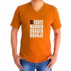 Heren V-hals t-shirt "Slechte mannen dragen oranje''